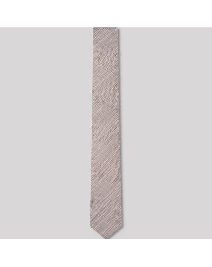 Cravate en Soie & Coton Stisse faux-uni beige